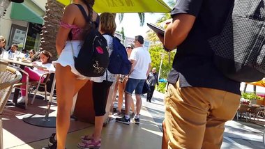 Candid teen thick model in cheeky shorts