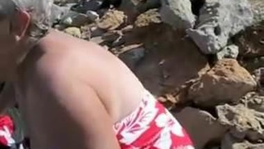 Wife beach piss