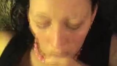 Girl doesn't like to swallow