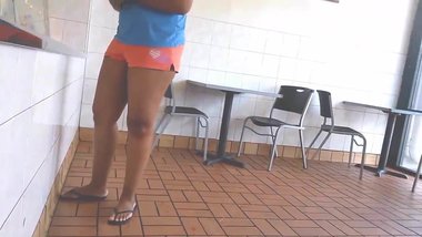 Ebony.college student in shorts